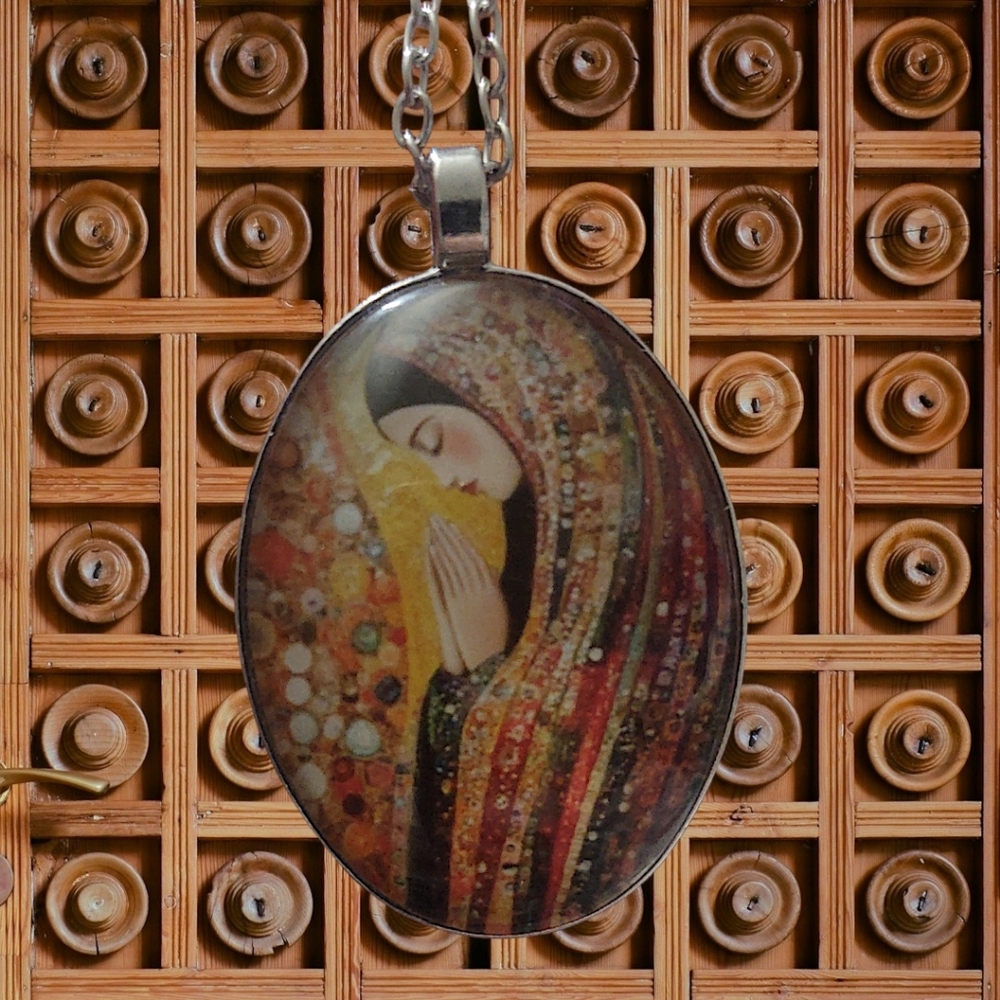 Art Nouveau Style Woman In Prayer Pendant
